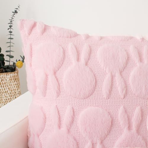 UGASA Spring Rabbit Decorative Throw Pillow Covers, 18x18 Inch, Set of 2