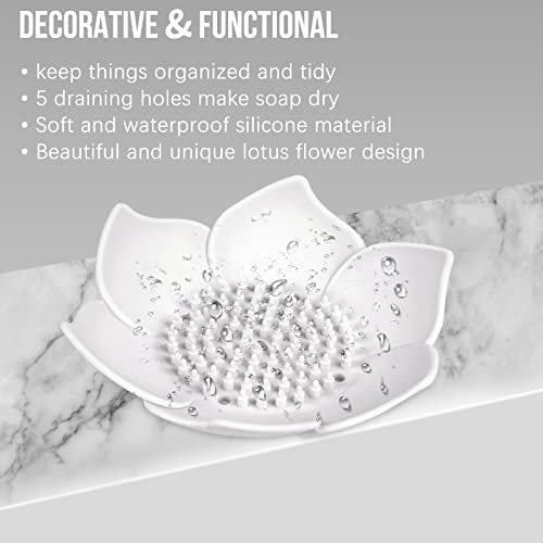WhistenFla 2-Pack Lotus Flower Silicone Soap Dish with Drainage Design