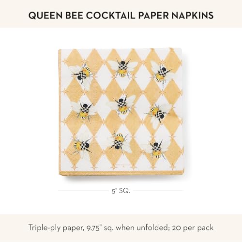 Queen Bee Decorative Cocktail Napkins - Pack of 20, Triple-Ply