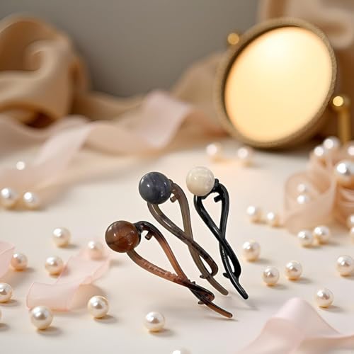 Vintage Pearl Banana Clips Set - 3Pcs French Twist Hair Clips