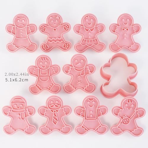 Xmas Gingerbread Man Cookie Cutters Set - 10 Pcs for Christmas Baking & Decor - Variation of THIS listing