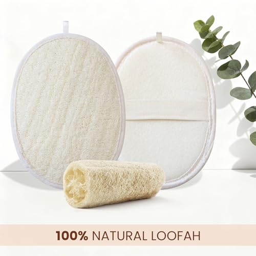 Natural Luffa Exfoliating Body Scrubber - 3 Pack Eco-Friendly Loofah Sponge