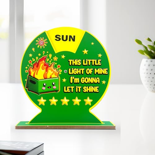 Funny Wooden Dumpster Fire Desk Accessory with Rotating Display