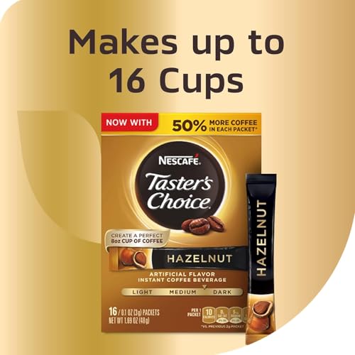 Nescafé Taster's Choice Hazelnut Instant Coffee, 16 Packets (0.11 oz each)