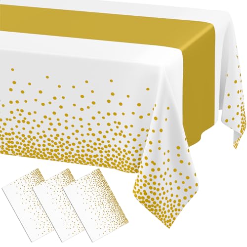 Smiry Disposable Tablecloth 3-Pack, 54x108 Inch Waterproof Plastic Table Cover