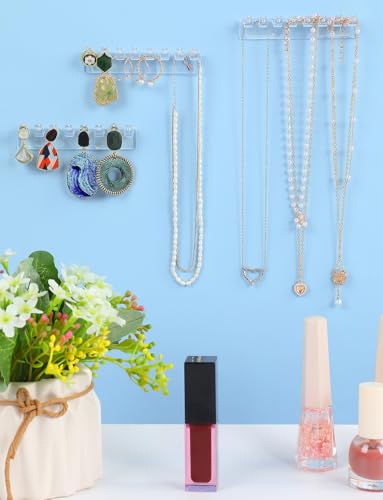 Transparent 12Pcs Wall-Mounted Jewelry Organizer - Acrylic Necklace Holder
