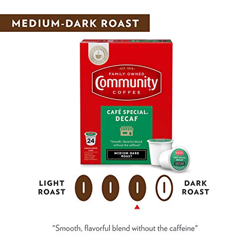 Community Coffee Café Special Decaf Pods - Medium Dark Roast, 72 Count