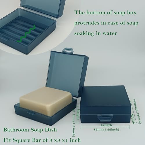 Travel Soap Dish Set - 3 Portable Square Soap Containers for Camping & Gym