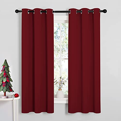 NICETOWN Burgundy Red Blackout Curtains - 34x63 inch Pair