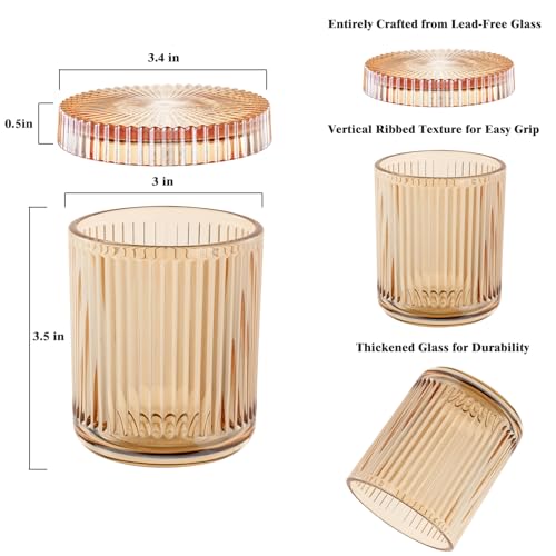 rejomiik Amber Thick Glass Qtip Holder with Lid - 1 Pack Apothecary Jars
