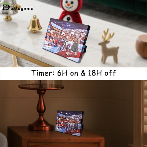 Lighted Fiber Optic Canvas Wall Art - Christmas Street Scene, 8x6 Inches - Variation S