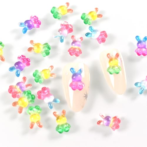 80Pcs 3D Resin Nail Charms Camellia Flowers Bows Rabbits & Butterflies