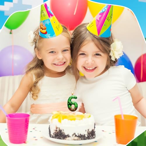 Pixel Birthday Candle Number 6 - Fun Cake Party Decor