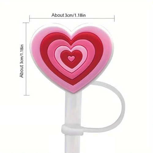 8-Pack Heart Silicone Straw Covers for Stanley Cups - 10mm