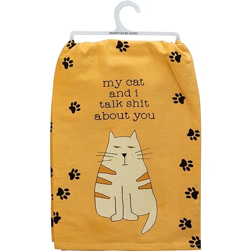 My Cat and I Funny Kitchen Towel - 28" Cotton Cat Lover Gift
