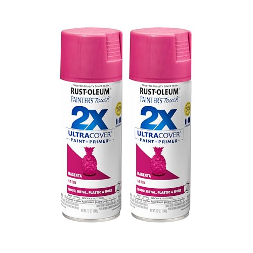 Rust-Oleum Painter's Touch 2X Ultra Cover Spray Paint, Satin Magenta, 12 oz (2 Pack)