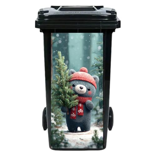 Nuxovilar Winter Bear PVC Garbage Pail Sticker - 14.57x32.28 in