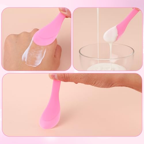Tucnoeu 9-Piece Pink Facial Spatula Set for Skincare and Makeup