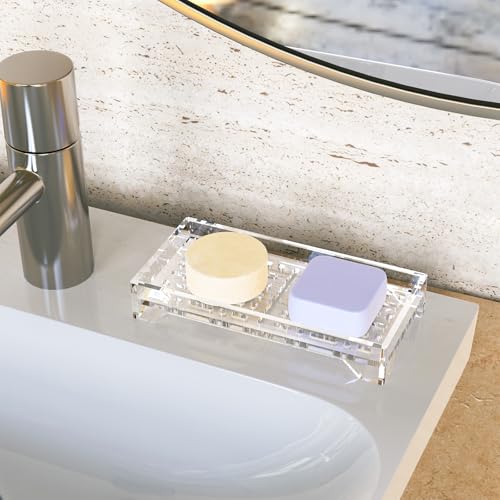 NiHome Self-Draining Soap Dish - Clear Acrylic Holder with 360° Airflow