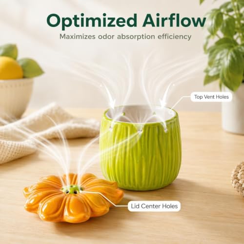 Ceramic Flower Refrigerator Deodorizer Jar - Natural Odor Absorber