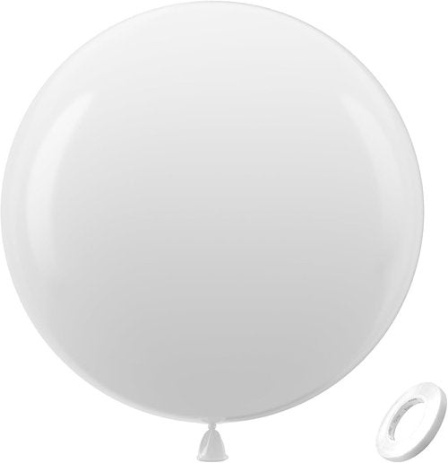 Bezente 36-Inch White Giant Balloons - 8 Pack Jumbo Round Latex Balloons for Weddings & Parties