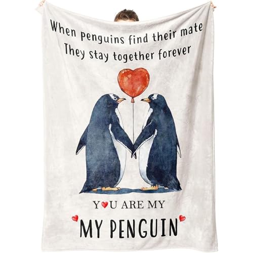 Penguin Couple Love Blanket - 50"x60" Romantic Anniversary Gift for Couples