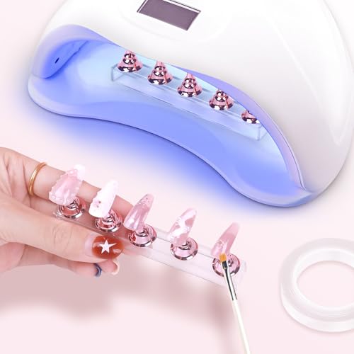 JUSTOTRY Pink Magnetic Nail Practice Stand Holder Kit for Press Ons