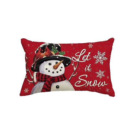 AVOIN colorlife Let It Snow Snowman Christmas Throw Pillow Cover, 12x20 Inch