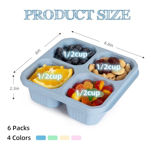 BE OVER QUALITY 4-Pack Bento Box, 4-Compartment Lunch Containers - Multicolor
