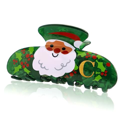 Fohufo Letter C Christmas Hair Claw Clip, Festive Santa Hair Accessory