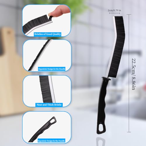Black Crevice Cleaning Brush Set - Ergonomic Grout & Toilet Brush