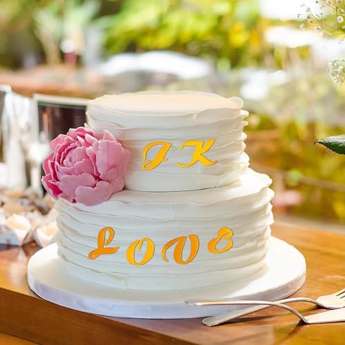Gold Acrylic A-Z Cake Decorations Set - 64-Piece Letters & Numbers