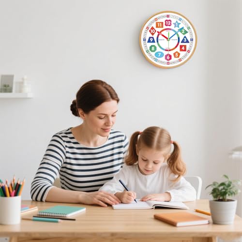 AIRUIFU 8 Inch Kids Learning Wall Clock - Silent Non-Ticking Analog Time Tool