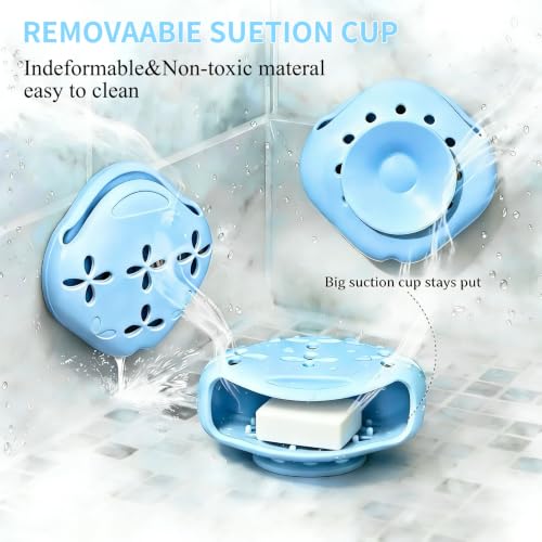 Blue Shower Steamer Tray with Suction Cup Hook - Reusable Aromatherapy Holder
