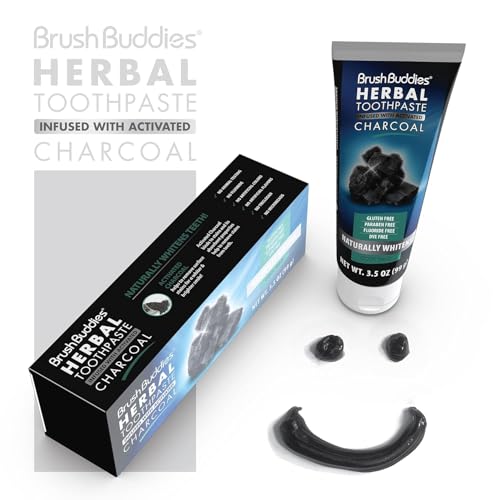 Brush Buddies Herbal Charcoal Toothpaste 3.5 oz - Fluoride Free Cool Mint
