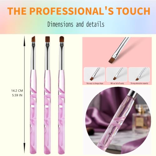 Gemsanva Nail Art Cleanup Brushes Set with Holder Marble Handle