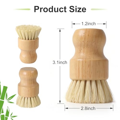 Eco-Friendly Bamboo Dish Brush Set | Natural Wooden Scrubber with Sisal Bristles
