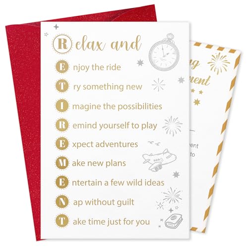 Happy Retirement Greeting Card Set with Gold Certificate and Envelope
