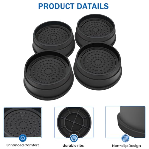 ANNKUT 1 Inch Heavy Duty Bed Risers - Round Furniture Lifts, 4 Pack Black
