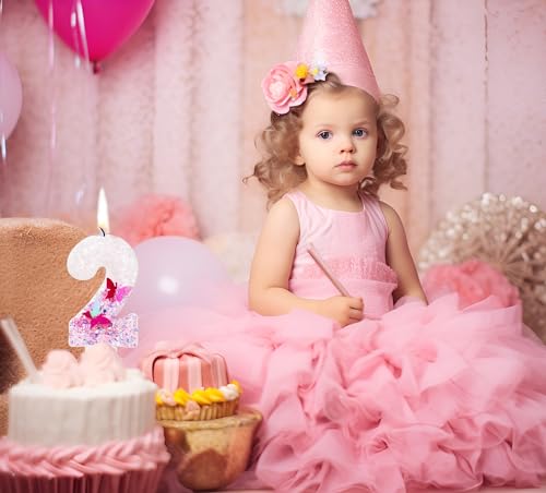 Rose Butterfly Number 4 Birthday Candle - Pink Cake Decoration