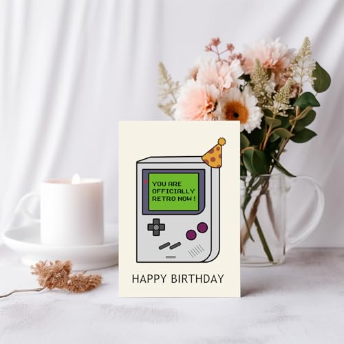 RUALOVE Officially Retro Gameboy Birthday Card #2 - Funny Gift for 30th, 40th, 50th Celebrations