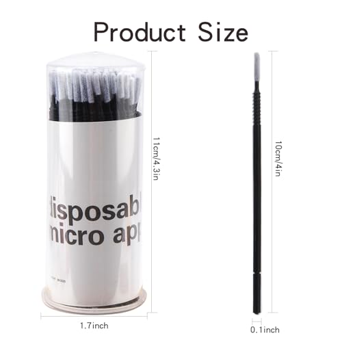 Mekupeu 200 Pcs Disposable Micro Swabs and Eyelash Extension Applicator Brushes