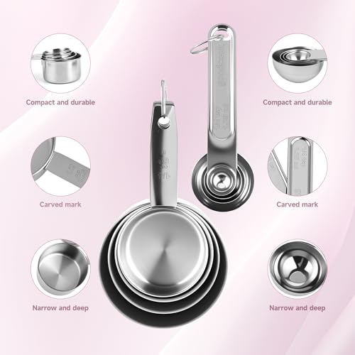 Strelitsia 8-Piece Measuring Cups and Spoons Set - Stainless Steel
