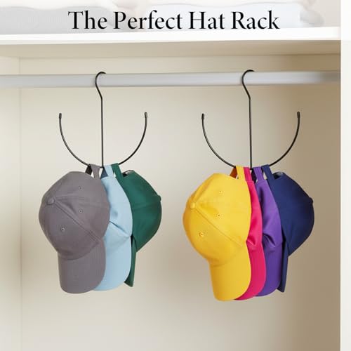 2 Pack Metal Hat Hangers for Closet - Baseball Cap Organizer