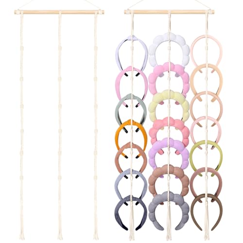 Beige Macrame Headband Holder Organizer for Girls | Hair Accessories Storage