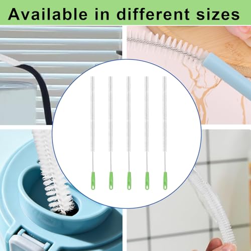 5-Piece Extra Long Pipe Cleaning Brush Set - 15-Inch Nylon Straw Cleaner