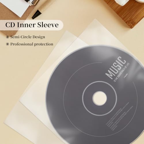 50 PCS Anti-Static CD/DVD Sleeves - Clear Plastic Storage for 5-Inch Discs