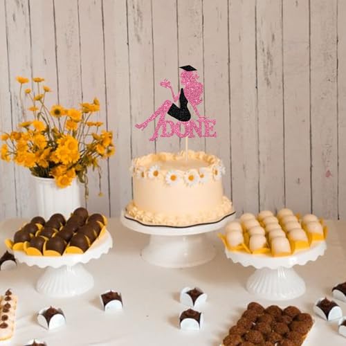 High Heel Graduation Cake Topper for Class of 2026 - Pink Glitter