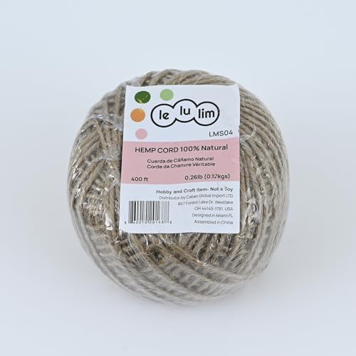 100% Natural Hemp Cord 400FT - Twine for Jewelry & Crafts