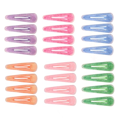 Glitter Snap Hair Clips 24PCS Sparkling Sequin Metal Hair Barrettes